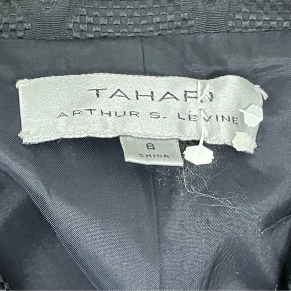 Tahari Arthur S. Levine Womens Black Diamond Blazer Textured JBSize 8 Long Sleev - Picture 6 of 8